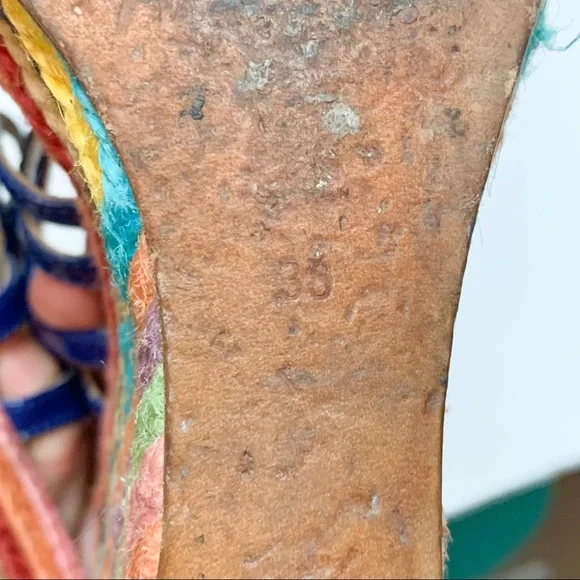 Paloma Barcelo Rainbow Espadrille Wedge Sandals Raffia - Picture 5 of 6